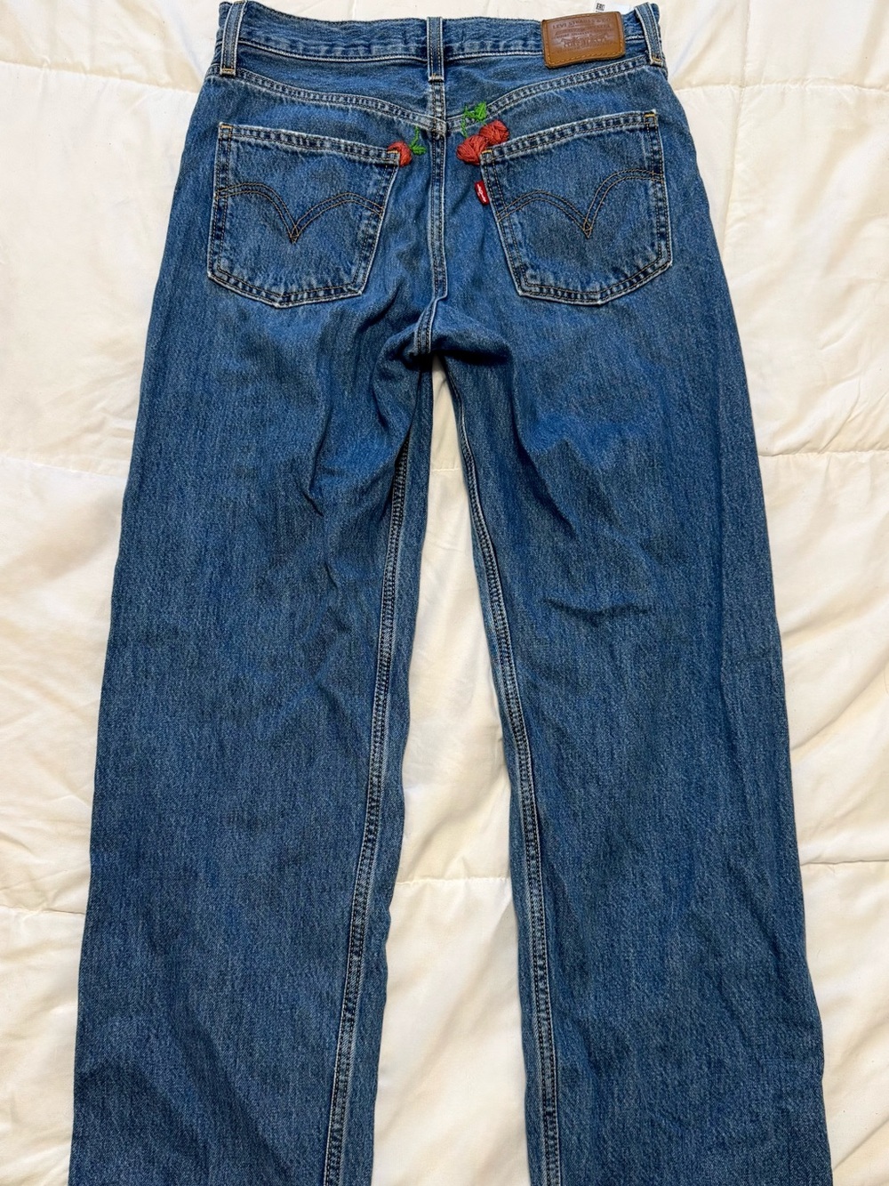 Levi's Blue Denim Jeans with Cherry Embroidery